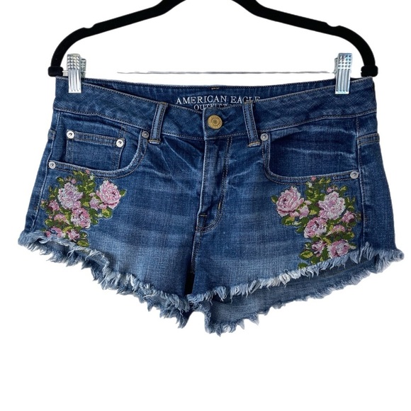 American Eagle Outfitters Pants - American Eagle floral embroidered cut off shorts